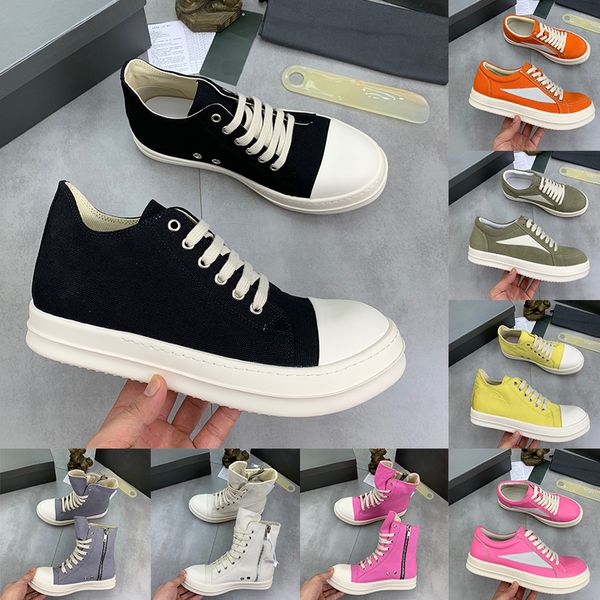 

rick designer shoes canvas leather flat oversized mens womens ankle low boot sneakers triple black white red pink plate-forme luxury trainer