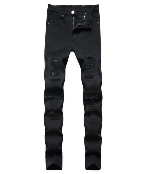

men039s jeans nice men fashion ripped hole blue denim hip hop silm fit pencil pants male streetwear distressed stretch trousers1198998