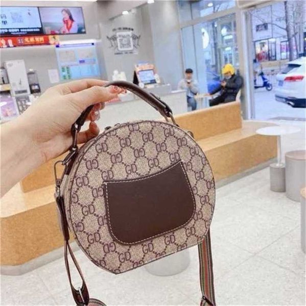 

designer luxury bags leather texture round strap vintage printed portable