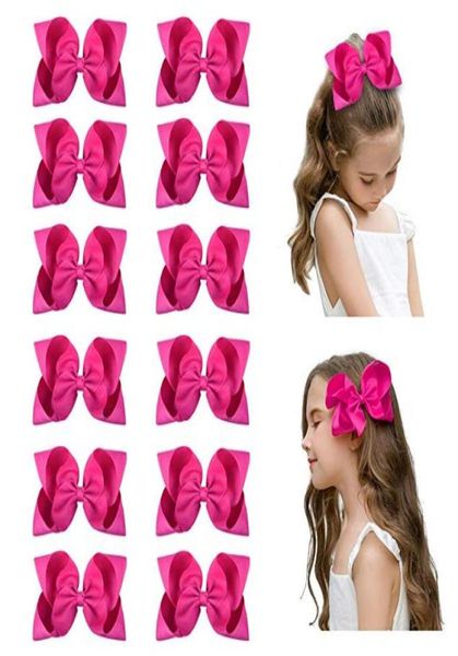 

10 pcs 6quot big handmade grosgrain ribbon hair bow alligator clips hair accessories for little teen toddler girls6225729, Slivery;white