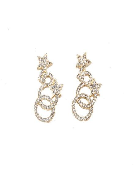 

vintage 18k gold plated luxury brand designers letters stud clip chain geometric famous women 925 silver crystal rhinestone long e5142379, Golden;silver