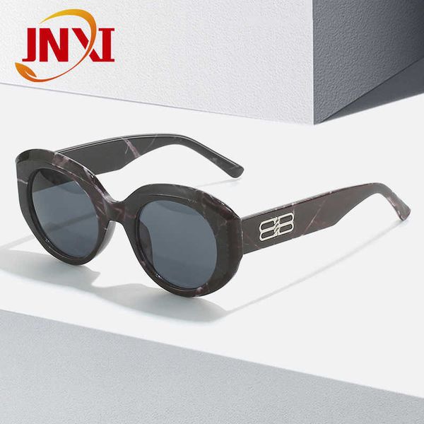 

2023g female internet celebrity same street p concave design high-end cat's eye small round frame sunglasses, White;black