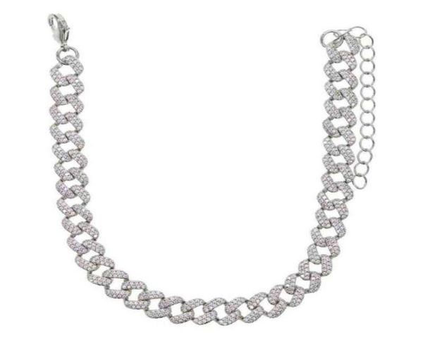 

women anklets 8mm iced out bling cz miami cuban link chain rose gold pink silver color hip hop fashion jewelry 220704208i9399617, Red;blue