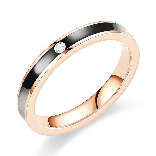 

4mm creative rings for women drip-oil stainless steel ring embedded with a small zircon in the center design jewelry for mom girlfriend yw41, Silver