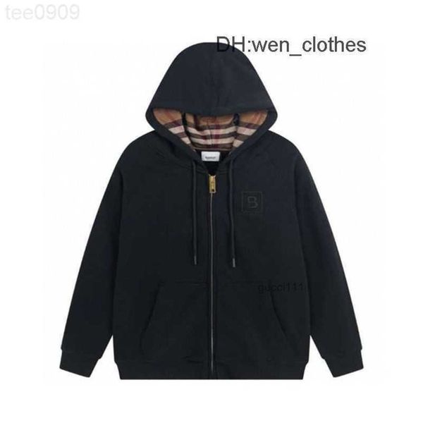 

sweater hoodie lining men hoodies correct version burberies autumn and winter burbreries plaid designer for hooded l4y7, Black