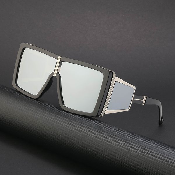 

europe and the united states new steampunk wind sun protection sunglasses women's four-sided full sunglasses men's trend, White;black