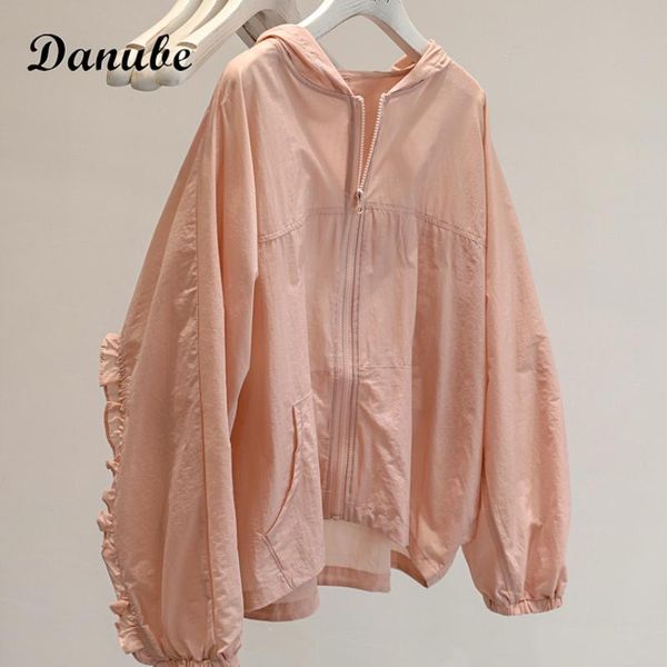 

t-shirt ultrathin light hooded jacket women summer sun protection clothing korean casual windbreaker zip up coat outdoor sunscreen, White