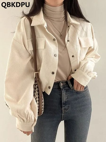 

womens jackets korean drawstring short corduroy coats casual lapel streetwear fashion women jaquetas spring ceketler elegant casaco 230726, Black;brown