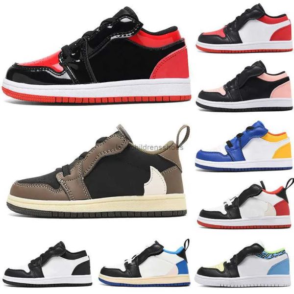 

jumpman 1 kids low basketball shoes sports outdoor toddler black royal obsidian chicago multi color tie dye sneaker size 26-35