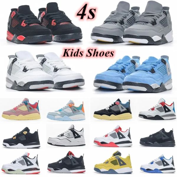 

2023 kids shoes 4s basketball black cat toddler td 4 red chicag boys girls sport basketball pour enfants athletic outdoor sneakers size 24-3