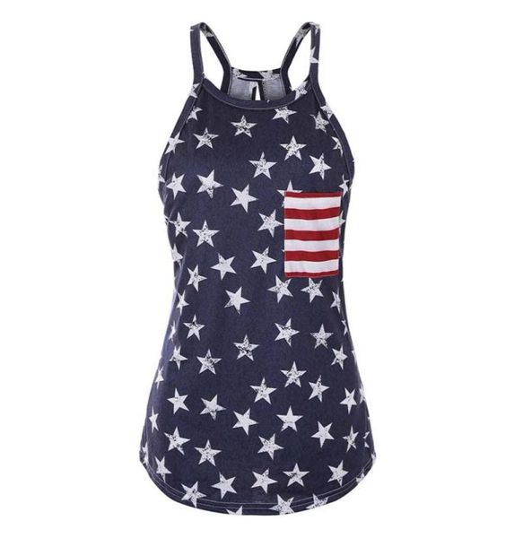 

summer style sleeveless american usa flag print stripes tank for women blouse vest shirt6177725, White