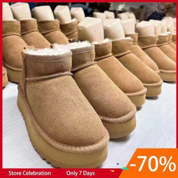 

boots women classic mini platform boot op58 ultra matte fur snow boots suede wool blend comfort winter designer ankle bootieshugggss, Black