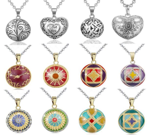 

pendant necklaces eudora 1 pc colorful harmony bola ball necklace with link chain pregnancy jewelry chime women mom gift5478021, Silver
