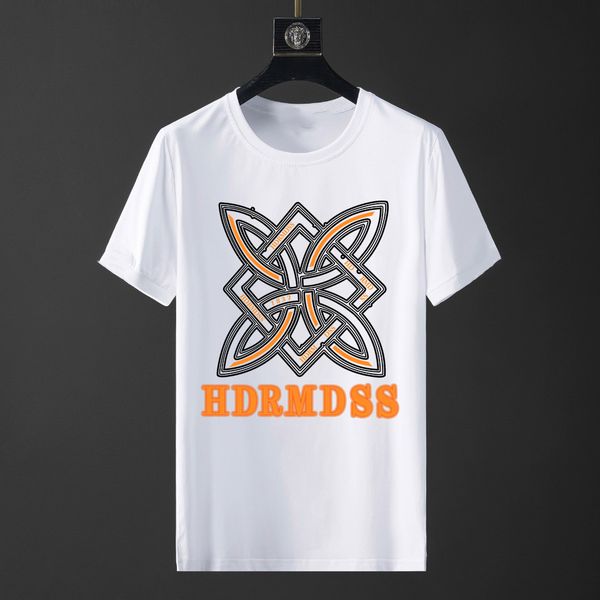 

2023 summer geometric letter print men's casual t-shirts crew neck short-sleeve breathable fashion men's tees fb078, White;black