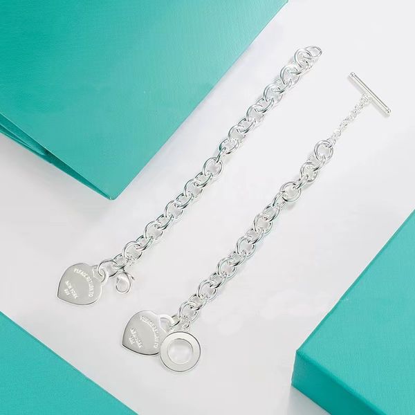 

brand luxury t bracelet 925 engraved coarse heart bracelet classic designer bracelet for men and women 18k gold ot holiday gift bracelet jew, Black