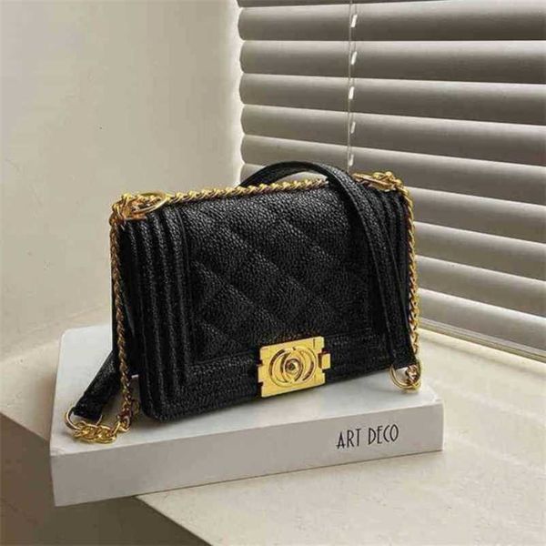 

2023 new luxury bags caviar pattern messenger spring buckle chain shoulder