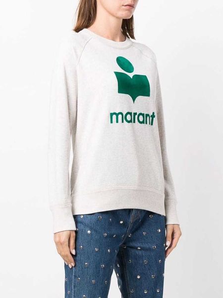 

isabel marant designer sweatshirt fashion hoodie classic letter-printed terry cotton sweater women neck off white 2 zwbc, Black