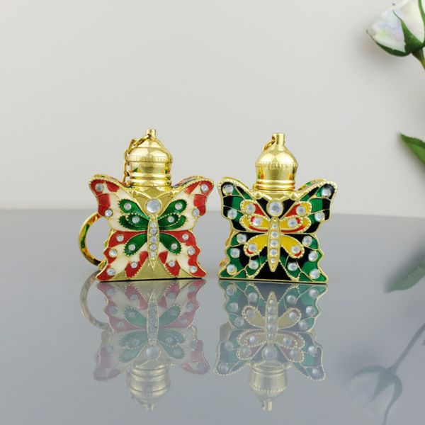 

mini 3ml keychain perfume bottles butterfly glass refillable bottles of essential oil fragrance vintage dubai style perfume bottle