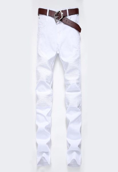 

men jeans white design slim fit skinny ripped casual biker jeans for men retro long business jeans pant for men j1810011620846, Blue