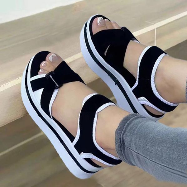 

sandals summer women sandals open toe fashion soft elegant womens sandals wedge footwear female women's orthopedic sandal 230726, Black