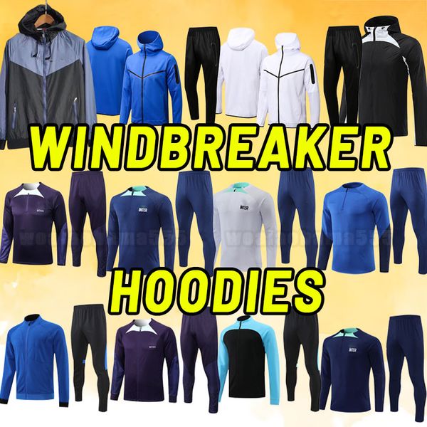 

lukaku soccer tracksuits 23 24 inter barella vidal lautaro eriksen alexis dzeko correa uniforms football shirt 2023 24 milan windbreaker jac, Black