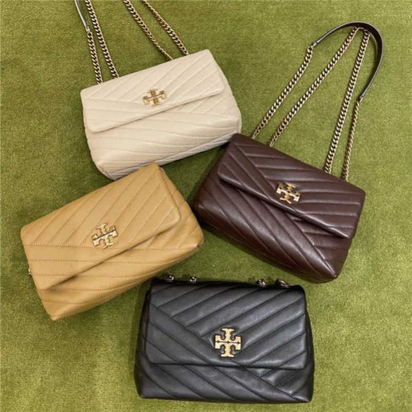 

2023 new luxury bags tb kira women's large oil wax cowhide 319 small sheepskin 327 square buckle one shoulder crossbody chain bag
