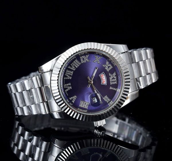 

relogio gold luxury men automatic 2023 out watch mens watch rome president wristwatch red business reloj big diamond watches men watch, Slivery;brown