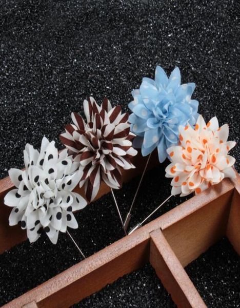 

handmade flower brooches dot stripped floral lapel pins men corsage boutonniere groom wedding brooch pins bridal wedding jewelry g6236099, Gray