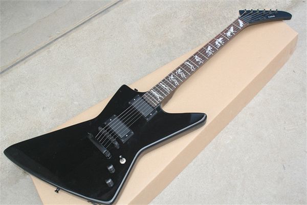 

custom shop werewolf frets inlay black electric guitar active pickups special-shaped mahogany body rosewood fingerboard black hardware