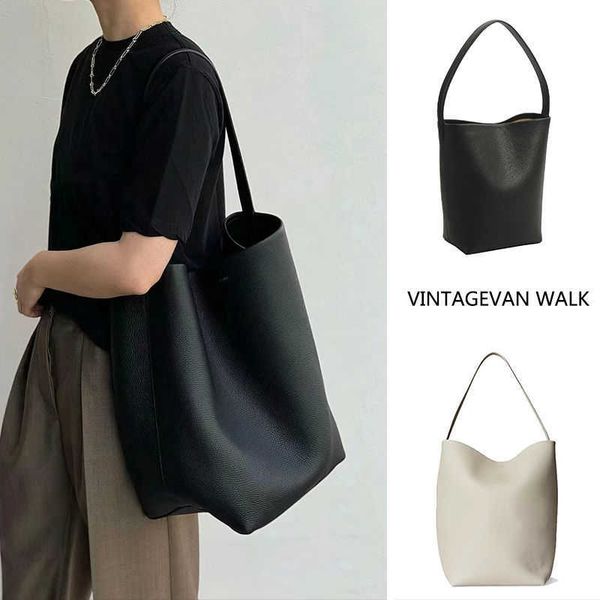 

the bucket bag genuine leather one shoulder handheld women's bag large capacity casual row cowhide commuter tote bag for women