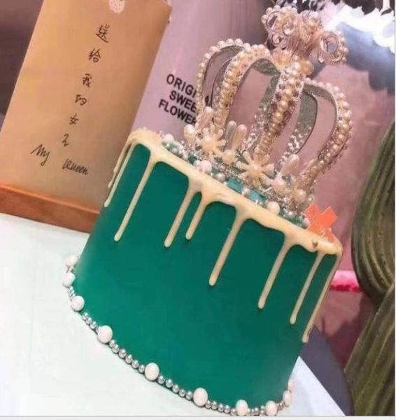 

full circle pearl crown birthday cake crown baking decoration headwear9546975, Silver