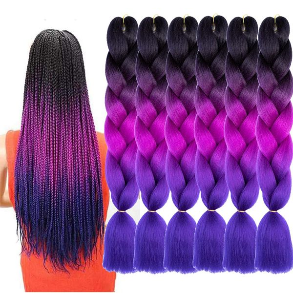 

24" ombre braiding hair 100g kaneka jumbo braids hair jumbo synthetic hair j3, Black