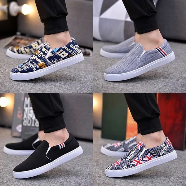 

man fashion casual shoes slip-on breathable soft easy to wear canvas shoes, Black