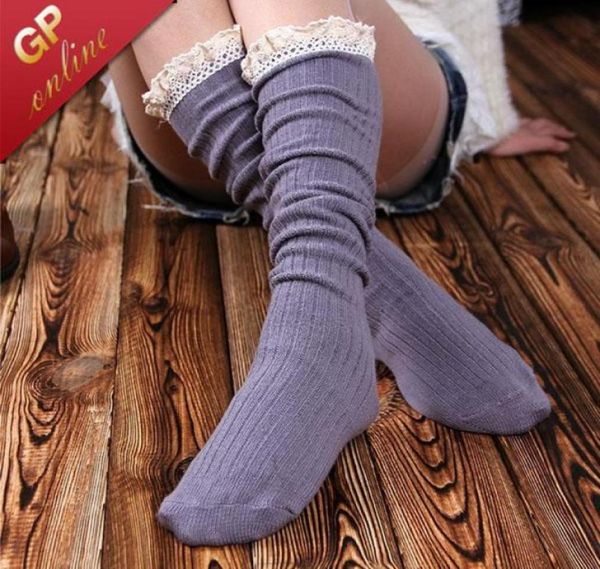 

lace boot socks double cylinder 80 cotton below knee high socks women for boot socks with lace frilly8466811, Black;white