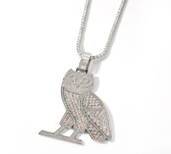 

iced out animal owl necklace pendant gold silver plated micro paved zircon mens hip hop jewelry gift8621894