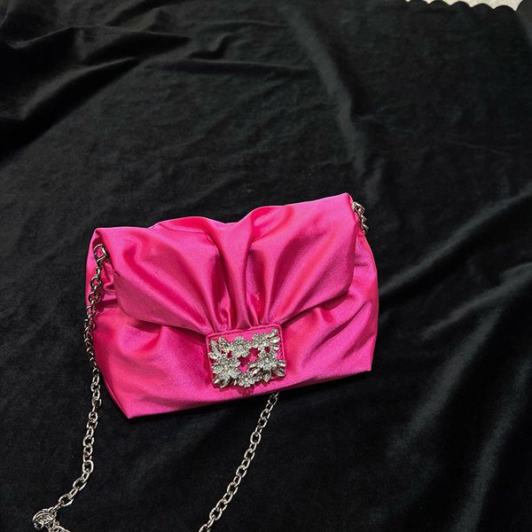 

shiny rhinestone folds satin handbags women elegant gemstone envelope evening clutch purses wedding ladies chain crossbody bags