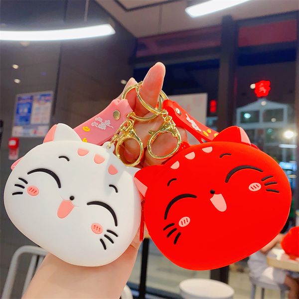 

fashion blogger designer jewelry cat zero wallet keychain coin earphone storage bag mobile phone keychains lanyards keyrings wholesale ys89, Slivery;golden