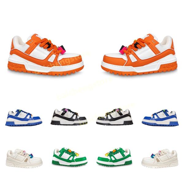 

2023 classic trainer maxi shoes designer sneakers for men women plate-forme buckle leather sneaker board shoes fashion bread shoes size 35-4, White;red