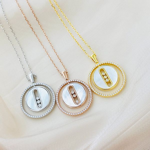 

french fashion messik lucky move diamonds shell necklace couple full diamond women bracelet ring wedding designer jewelry mes-047, Silver