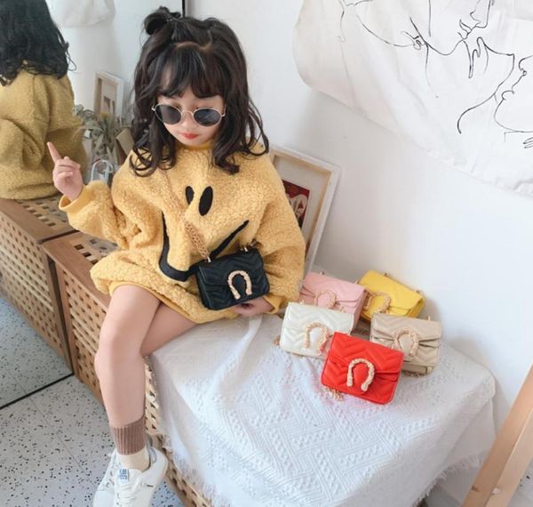 

cute girls princess handbags fashion kids metal chain oneshoulder bag chldren metal buckle messenger bag accessories purse s6627679485, Black