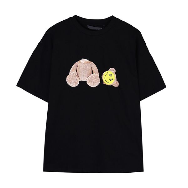 

smiley severed bear palm cotton t-shirt men's summer new american fashion brand simple ins handsome short sleeve trend loose half sleev, White;black