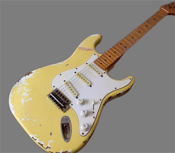 

hand made heavy relic masterbuilt yngwie malmsteen play loud tribute st electric guitar maple neck, scalloped fingerboard, big headstock