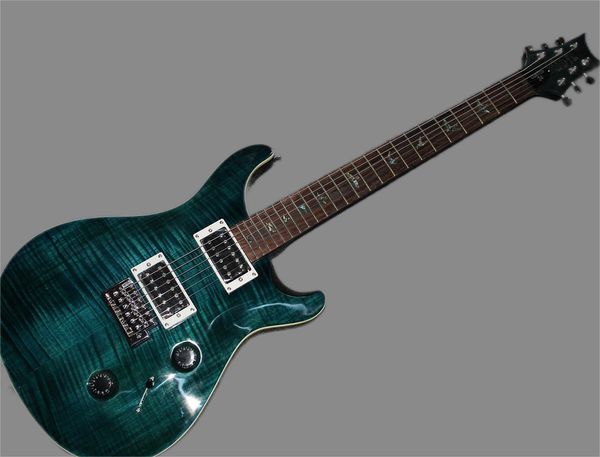 

custom prs electric guitar mahogany flame maple bird mosaic, vibrato bridge
