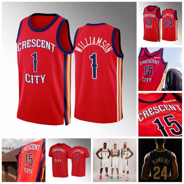 

2023-24 statement men zion 1 williamson nop pelican new orlean basketball jerseys brandon ingram cj mccollum jonas valanciunas herbert jones, Black;red