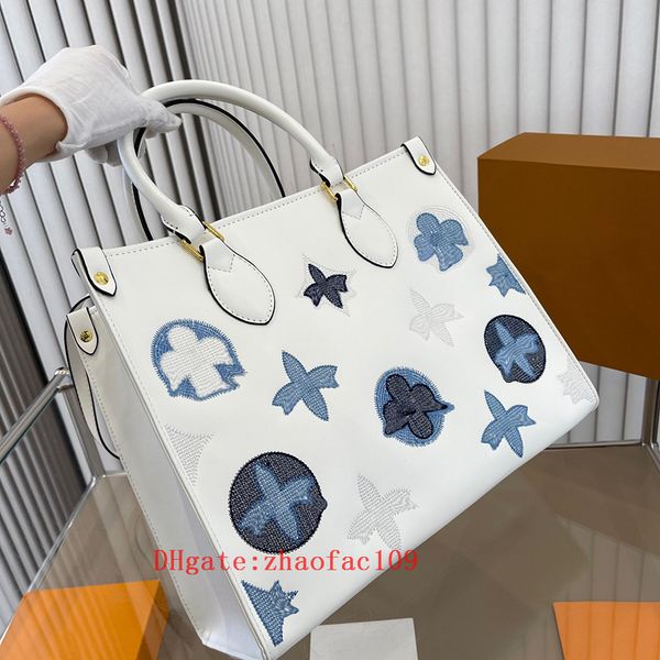

2023 designer bag women totes shopping messenger embroidery printing leather handbag dazzling flower shopping bag 32*26cm