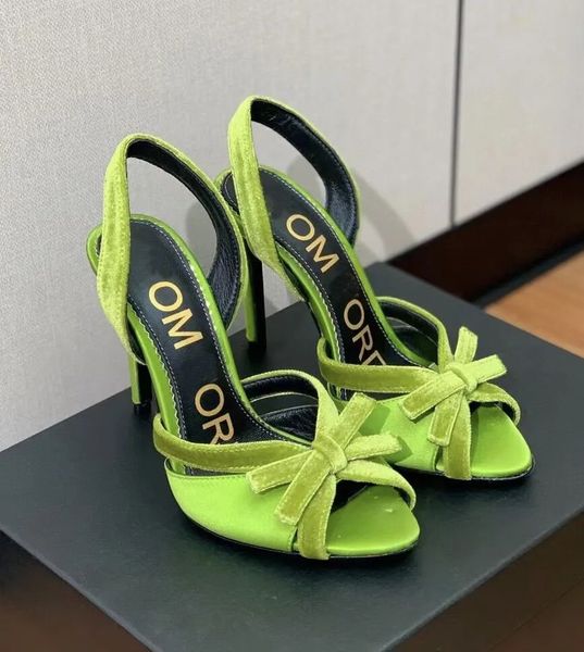 

summer luxury satin & velvet bow sandals shoes women high heels pointed toe red black slingback pump party wedding eu35-43.box