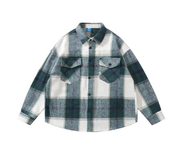 

shirts men plaid printed button up flannel blouse long sleeve shirt fashion casual hip hop 4099519, White;black