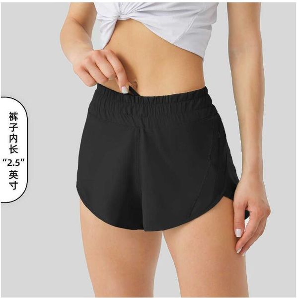 

lu-16 summer track that 2.5-inch y shorts loose breathable quick drying sports women's yoga pants skirt versatile casual side pocket gy, White;red