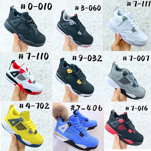 

kids 4 basketball shoes black cat toddler td 4s red chicag blue boys girls basketball pour enfants athletic outdoor sneakers size 28-35