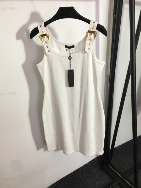 

designer women clothes golden shoulder buckle dresses hip wrap waist design girl skirt size s-l suspended dress july25, White;black